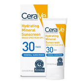 CeraVe Hydrating Mineral Face Sunscreen Lotion – SPF 30 - 2.5oz: No Fragrance Added, Noncomedogenic, Contains Hyaluronic Acid, Paraben-Free