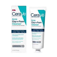CeraVe 3in1 Acne Clay-to-Foam Facial Cleanser, Mask & Spot Treatment - 4 fl oz