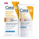 CeraVe Hydrating Mineral Tinted Face Sunscreen Lotion - SPF 30 - Deep - 1.7 fl oz: Unscented, Noncomedogenic, Paraben-Free, With Hyaluronic Acid