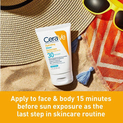 CeraVe Hydrating Sheer Sunscreen Lotion for Face and Body - SPF 30 - 3 fl oz
