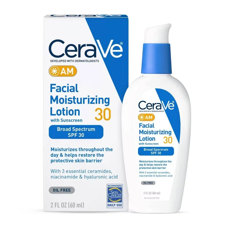 CeraVe Face Moisturizer with Sunscreen, AM Facial Moisturizing Lotion for Normal to Dry Skin - SPF 30 - 2 fl oz: Oil-Free, Contains Niacinamide