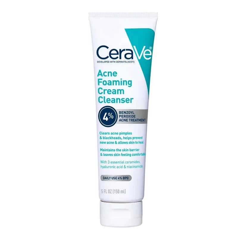CeraVe Acne Foaming Cream Face Cleanser, Acne Treatment Face Wash - Fragrance-Free - 5oz: Paraben-Free, Noncomedogenic, Contains Hyaluronic Acid