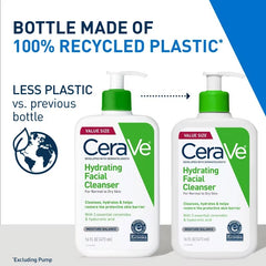 CeraVe 2 Pack/16fl oz Each Hydrating Face Wash with Hyaluronic Acid and Glycerin for Normal to Dry Skin