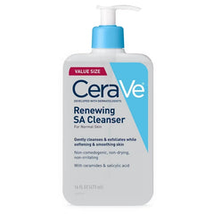CeraVe SA Face Wash Salicylic Acid Cleanser with Hyaluronic Acid & Niacinamide - 16 fl oz: Liquid Exfoliating Formula for Normal Skin