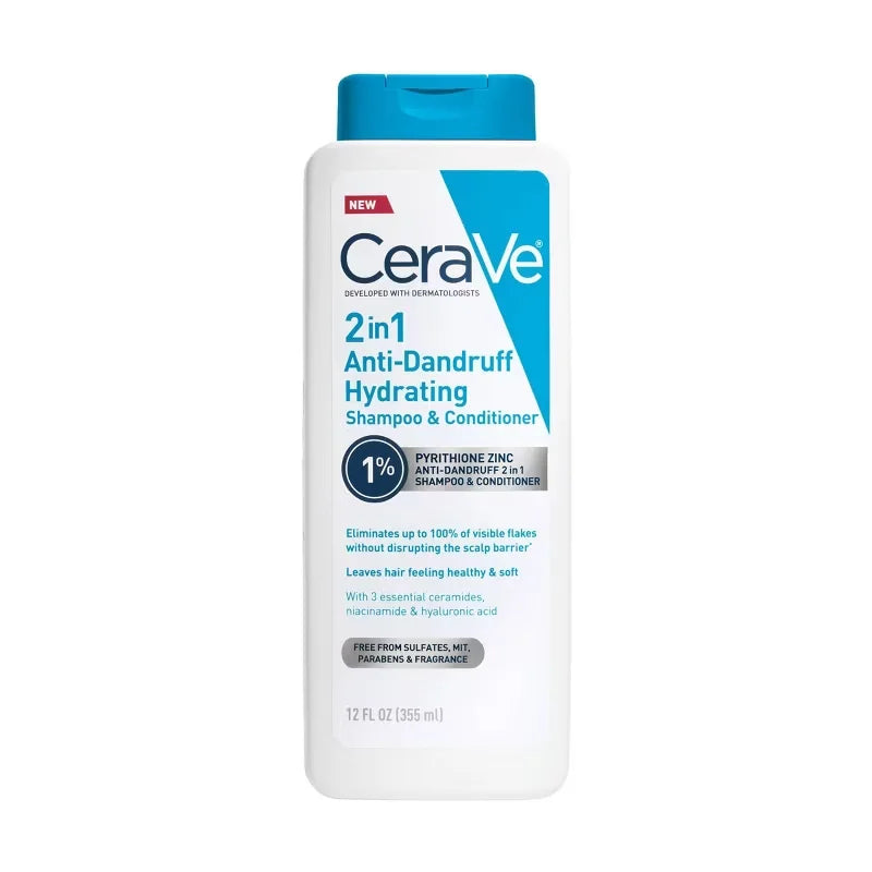 CeraVe Anti-Dandruff 2-in-1 Shampoo & Conditioner - 12 fl oz: For Curly, Dry Hair, Daily Use, Paraben-Free, Alcohol-Free