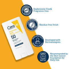 CeraVe 100% Mineral Sunscreen Stick for Face and Body - SPF 50 - 0.47oz