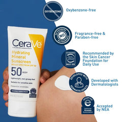 CeraVe Hydrating 100% Mineral Sunscreen for Body - SPF 50 - 5 fl oz: Lotion, No Fragrance Added, Contains Hyaluronic Acid