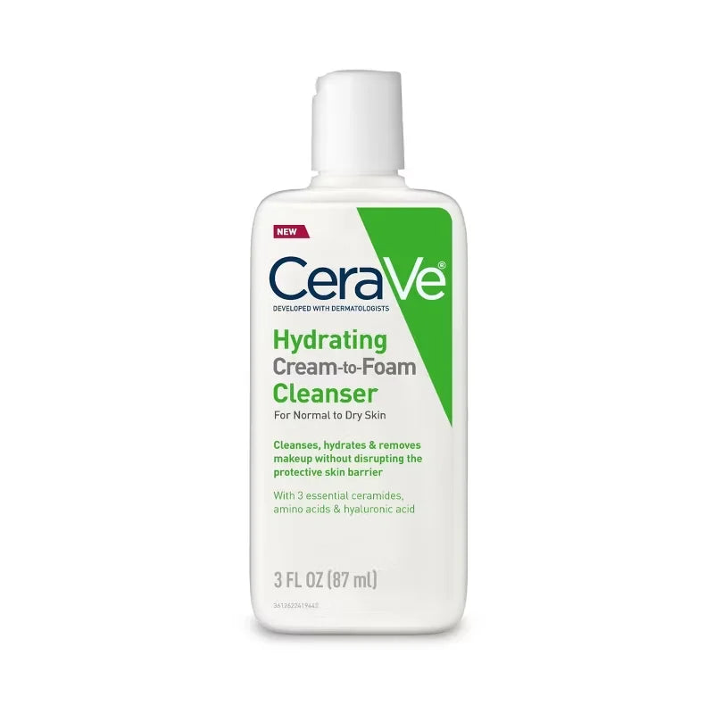 CeraVe Hydrating Cream-to-Foam Face Wash - 3 fl oz: Paraben-Free, Non-Toxic, Suitable for All Skin Types