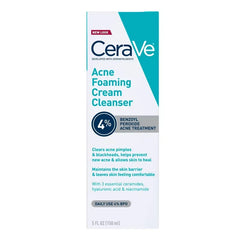 CeraVe Acne Foaming Cream Face Cleanser, Acne Treatment Face Wash - Fragrance-Free - 5oz: Paraben-Free, Noncomedogenic, Contains Hyaluronic Acid